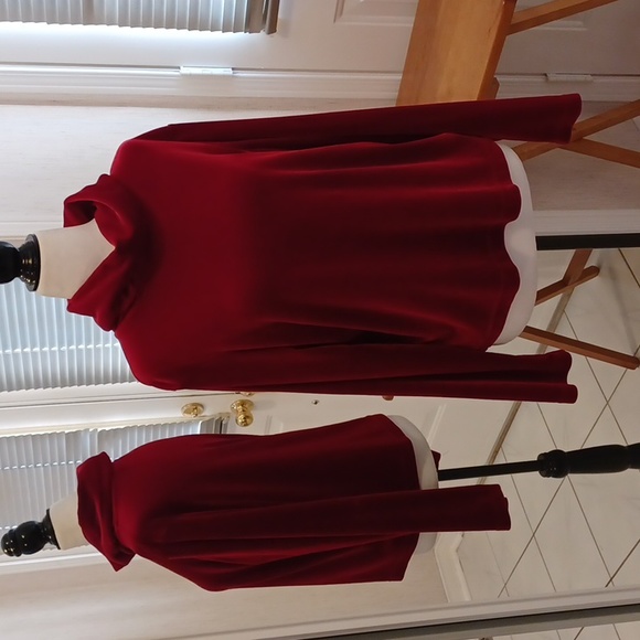 2/$50 Red Velour Turtleneck - Size Medium - Picture 1 of 5